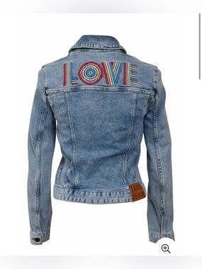 Zadig and Voltaire Rainbow Love Embroidered Denim Jacket
